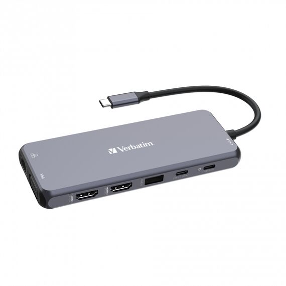 Verbatim - Hub - 2 x HDMI + 1 x VGA + 7 x USB + 1 x 1 Gig | 32154