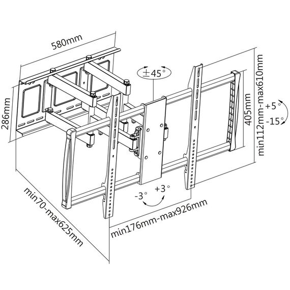 Manhattan TV &amp Monitor Mount, Wall, Full Motion, 1 sc | 461221