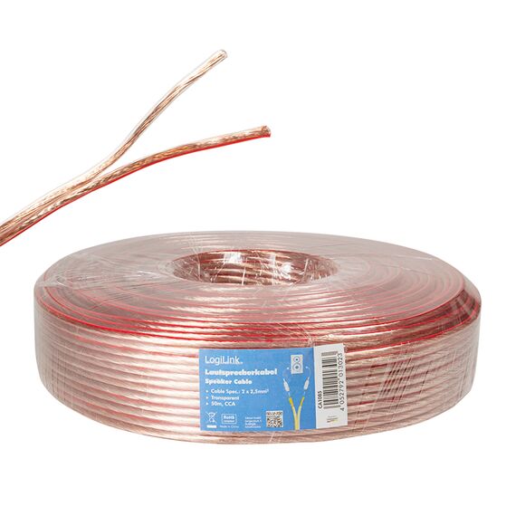 LogiLink - Speaker cable - 2.5 mm² - 50 m - transparent | CA1085