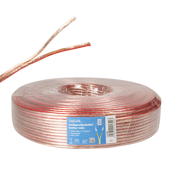 LogiLink - Speaker cable - 2.5 mm² - 50 m - transparent | CA1085