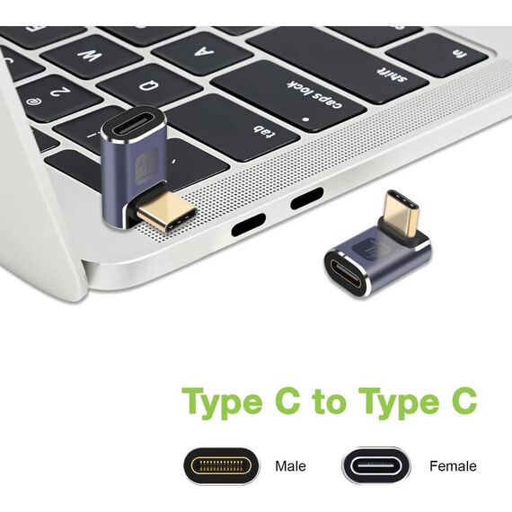 Techly USB-C Adapter Male Female Angled 90 40Gbps 4K and 8K