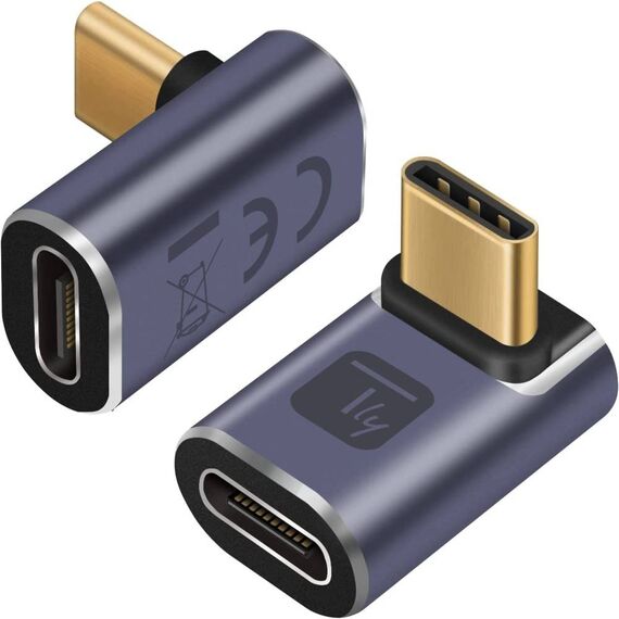 Techly USB-C Adapter Male Female Angled 90 40Gbps 4K and 8K