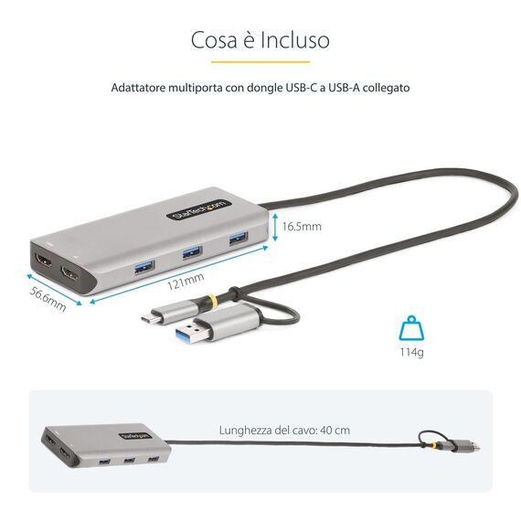 StarTech.com USB-C Multiport Adapter w/Atta | 167B-USBC-MULTIPORT