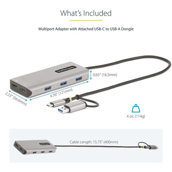 StarTech.com USB-C Multiport Adapter w/Atta | 167B-USBC-MULTIPORT