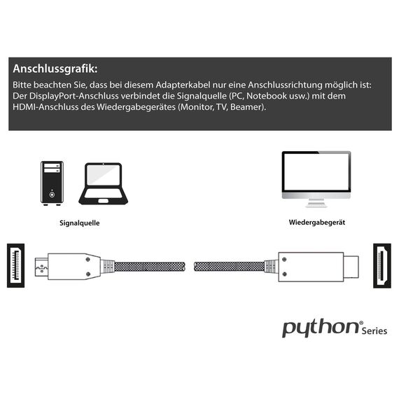 PYTHON GC M0218 - DisplayPort 1.4 auf HDMI 2.0 A Steck | GC-M0218