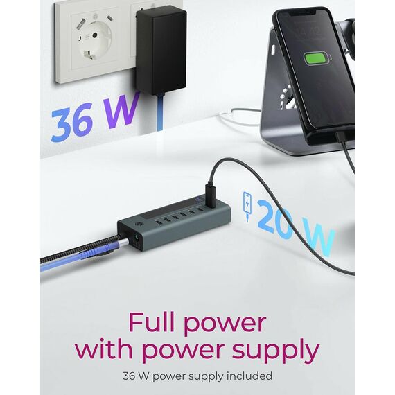 ICY BOX 7-Port Hub USB 3.2 Gen 2 Type-C retail - | IB-HUB1457-C31
