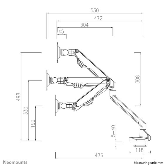 Neomounts FPMA-D750BLACK2 - Mounting kit (desk mount) - full-moti