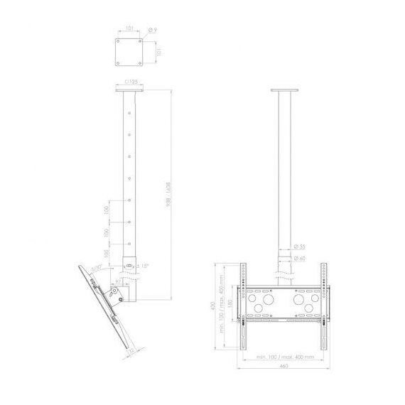 HAGOR HA DH 900 - 1600 S - Mounting kit (ceiling mount) -  | 2704