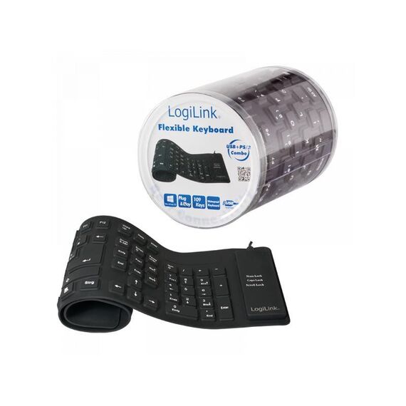 LogiLink Flexible Waterproof - Keyboard - PS/2, USB - Q | ID0019A