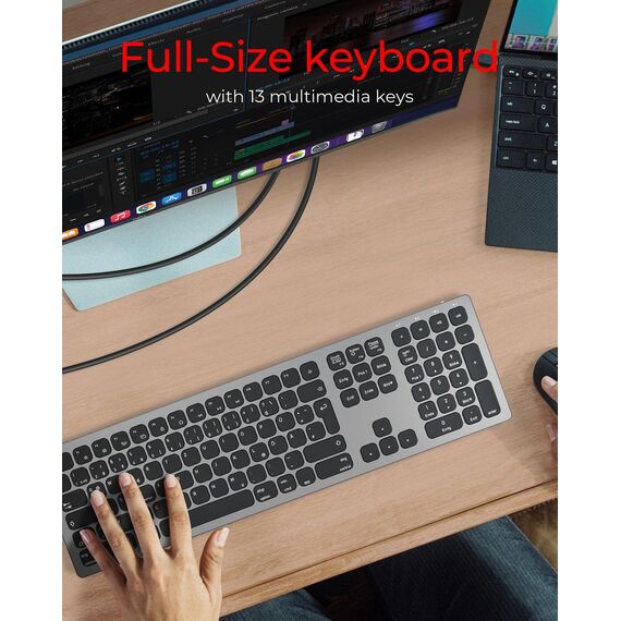 KeySonic KSK-8023BTRF - Keyboard - full size - wireless - 2.4 GHz