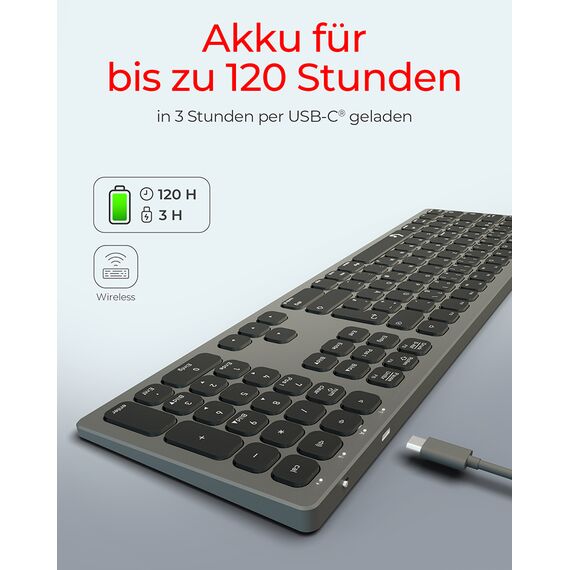 KeySonic KSK-8023BTRF - Keyboard - full size - wireless - 2.4 GHz