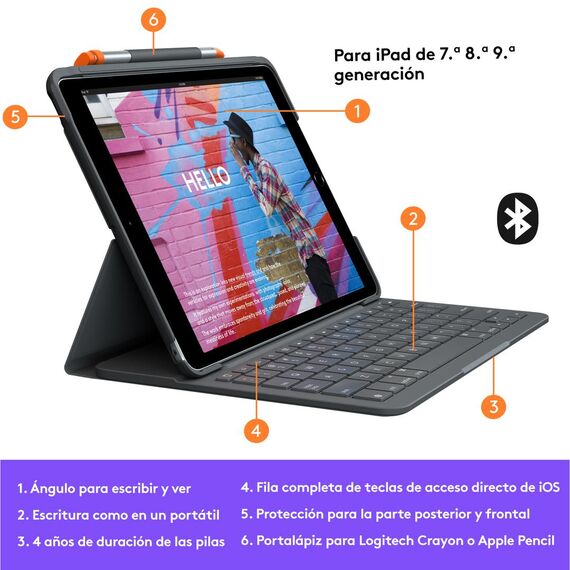 Logitech Slim Folio - Keyboard and folio case - Blue | 920-009478