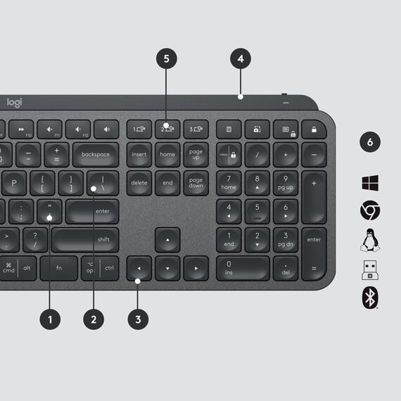 Logitech MX Keys - Keyboard - backlit - Bluetooth, 2 | 920-010246