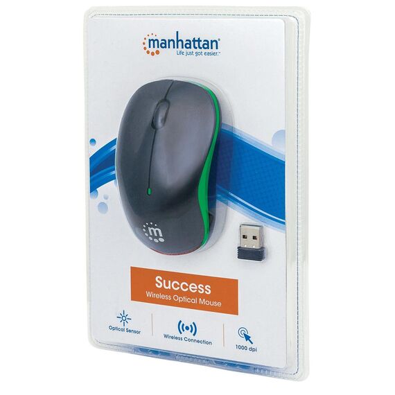 Manhattan Success Wireless Mouse, Black/Green, 1000dpi,  | 179393