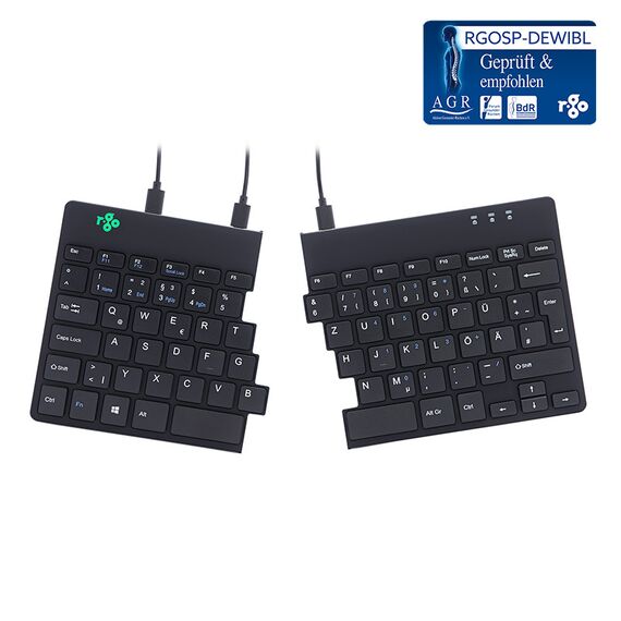 R-Go Split Ergonomic Keyboard, QWERTZ(DE), black,  | RGOSP-DEWIBL