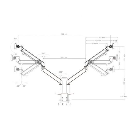 HAGOR HA - Mounting kit - articulating dual arms - for 2 L | 8716