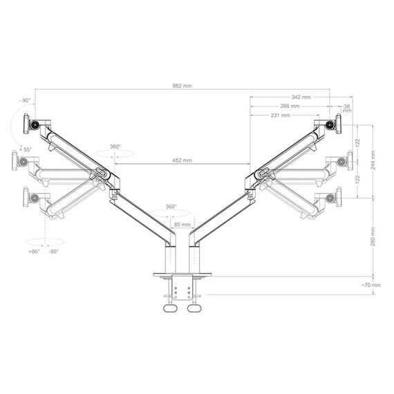 HAGOR HA - Mounting kit - articulating dual arms - for 2 L | 8716
