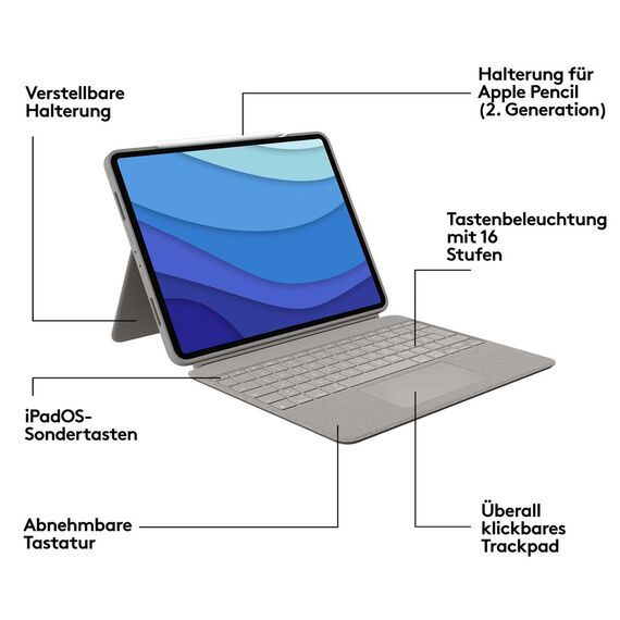 Logitech Combo Touch - Keyboard and folio case - wit | 920-010222