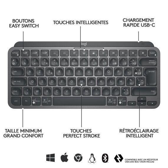 Logitech MX Keys Mini - Keyboard - backlit - Bluetoo | 920-010479
