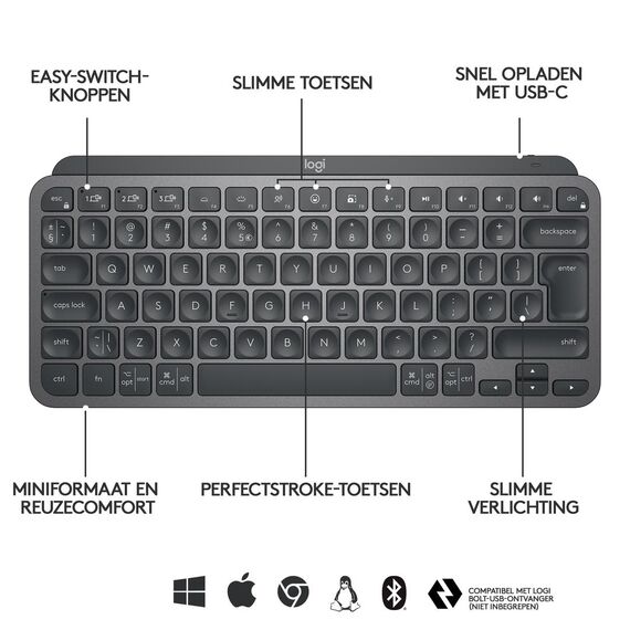 Logitech MX Keys Mini - Keyboard - backlit - Bluetoo | 920-010479