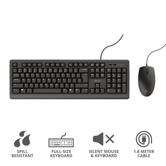 Trust Primo - Keyboard and mouse set - USB - QWERTZ - Ger | 23973