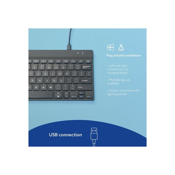 R-Go Ergonomic Keyboard Compact break - Keyboard -  | RGOCODEWDBL