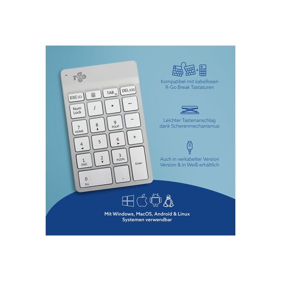 R-Go Numeric keyboard Compact break - Keypad - wire | RGOCONMWLWH