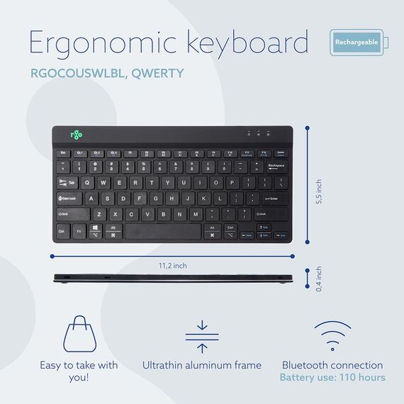R-Go Compact Break - Keyboard - with integrated bre | RGOCONDWLWH