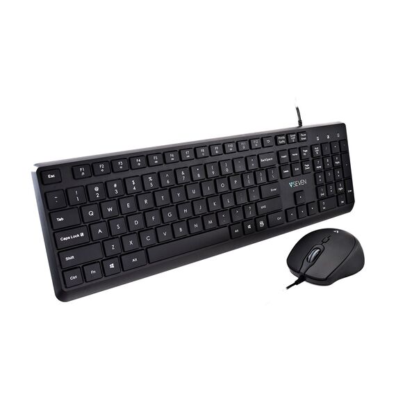 V7 CKU350US - Keyboard and mouse set - 100% - full size - USB - Q