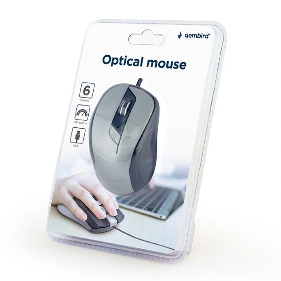 Gembird MUS-6B-01-BG - Mouse - optical - 6 buttons - wired - USB