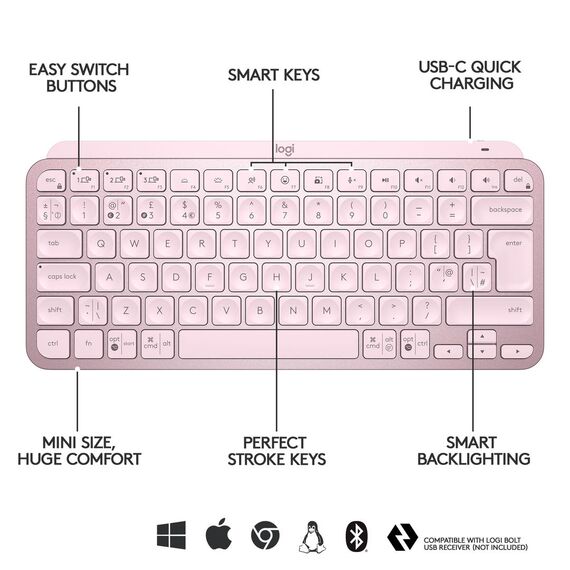 Logitech MX Keys Mini - Keyboard - backlit - Bluetoo | 920-010484