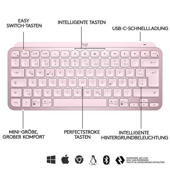 Logitech MX Keys Mini - Keyboard - backlit - Bluetoo | 920-010484