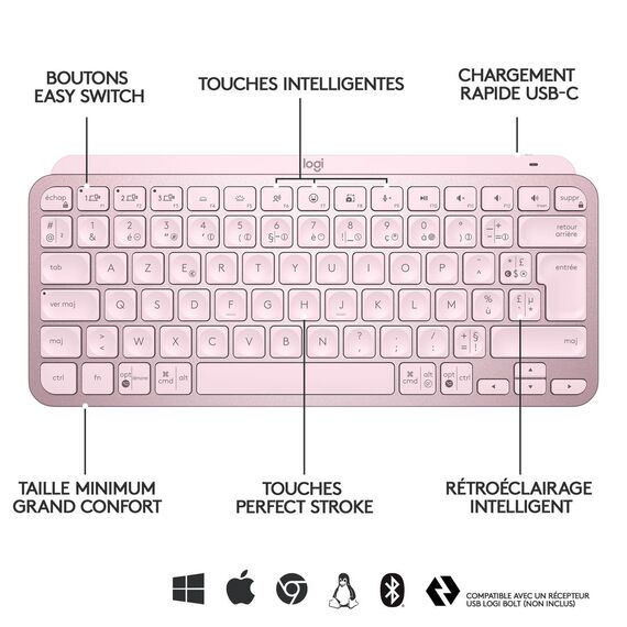 Logitech MX Keys Mini - Keyboard - backlit - Bluetoo | 920-010484