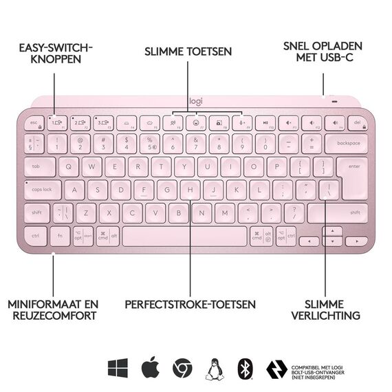 Logitech MX Keys Mini - Keyboard - backlit - Bluetoo | 920-010484