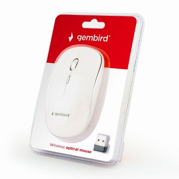 Gembird MUSW-4B-01-W - Mouse - optical - 4 buttons - wireless - 2