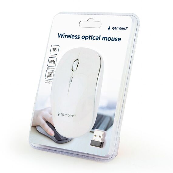 Gembird MUSW-4B-01-W - Mouse - optical - 4 buttons - wireless - 2