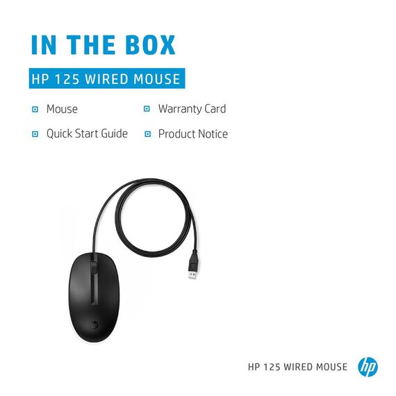 HP 125 - Mouse - wired - USB - black - for HP 34 Elite  | 265A9AA