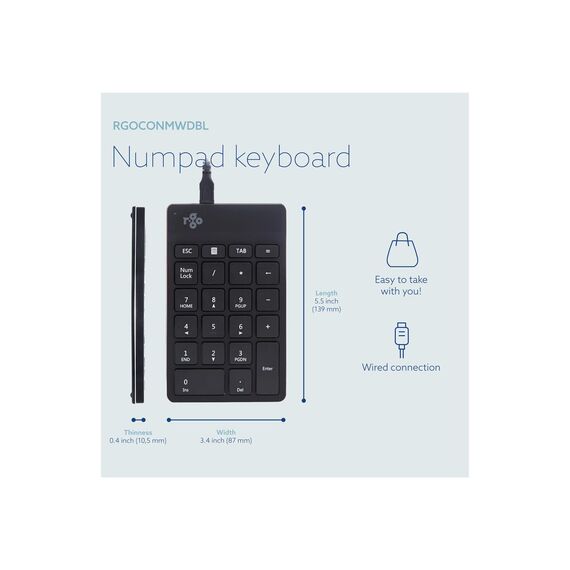 R-Go Numeric keyboard Compact break - Keypad - USB- | RGOCONMWDBL