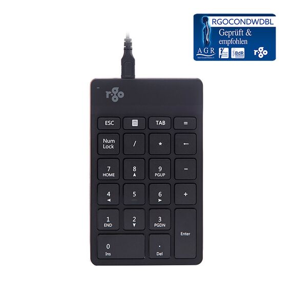 R-Go Numeric keyboard Compact break - Keypad - USB- | RGOCONMWDBL
