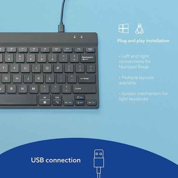 R-Go Compact Break - Keyboard - with integrated bre | RGOCOUSWDWH