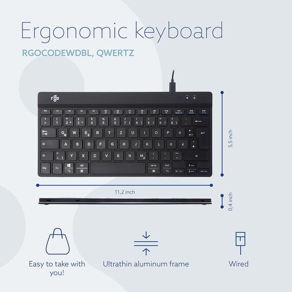 R-Go Compact Break - Keyboard - with integrated bre | RGOCODEWDWH