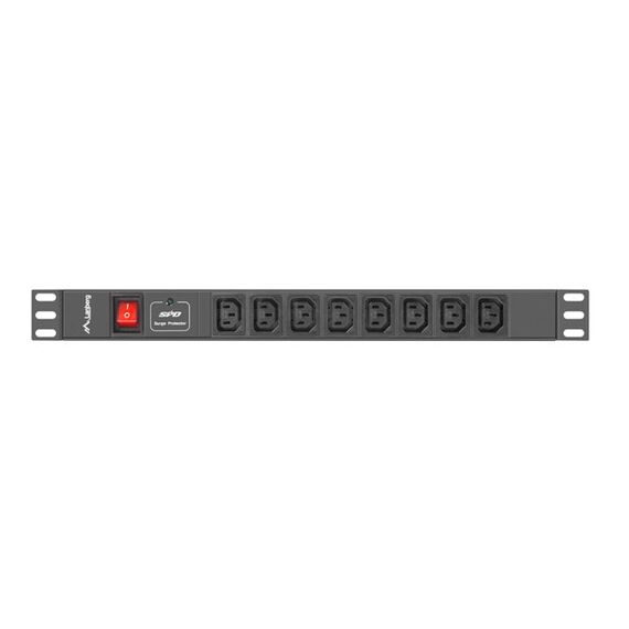 Lanberg PDU-08I-0200-C20-BK - 1U - Single-phase - Aluminium - Bla