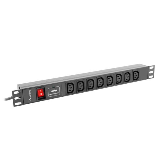 Lanberg PDU-08I-0200-C20-BK - 1U - Single-phase - Aluminium - Bla