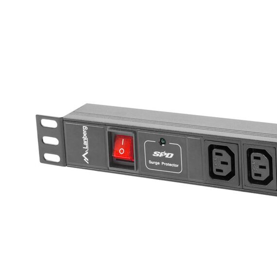 Lanberg PDU-08I-0200-C20-BK - 1U - Single-phase - Aluminium - Bla