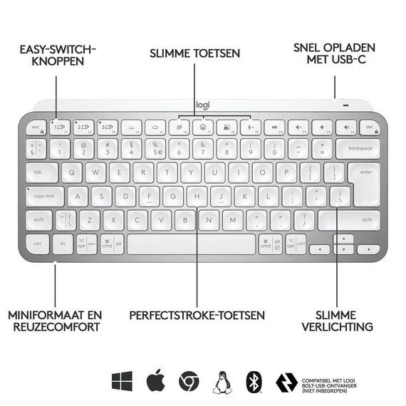 Logitech MX Keys Mini - Keyboard - backlit - Bluetoo | 920-010483