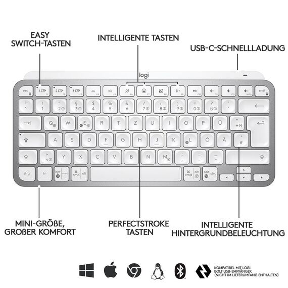 Logitech MX Keys Mini - Keyboard - backlit - Bluetoo | 920-010483