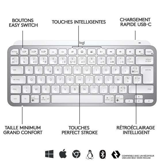 Logitech MX Keys Mini - Keyboard - backlit - Bluetoo | 920-010483