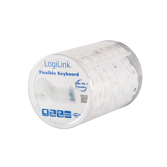 LogiLink Flexible Waterproof - Keyboard - PS/2, USB - Q | ID0018A