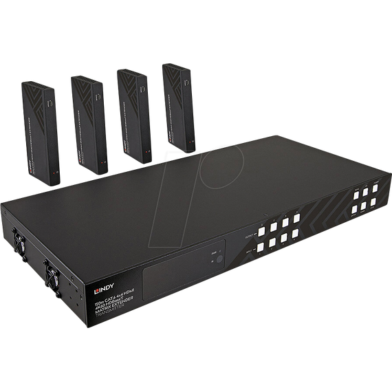 Lindy 150m Cat.6 4x4 HDMI 4K60 HDBaseT Matrix Extender -  | 38345