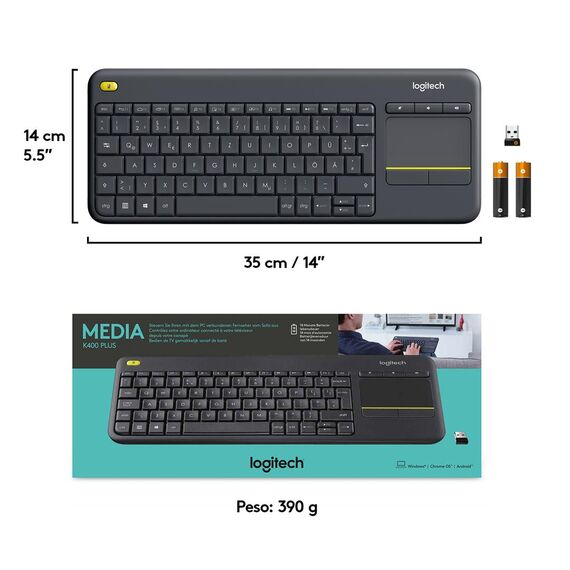 Logitech Wireless Touch Keyboard K400 Plus - Keyboar | 920-007135